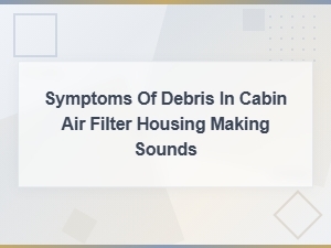 Cabin Air Filter Housing Noise From Debris Symptoms and Replacement Guide