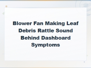 Blower Fan Rattle Behind Dashboard: Removing Leaf Debris and Fixing Symptoms